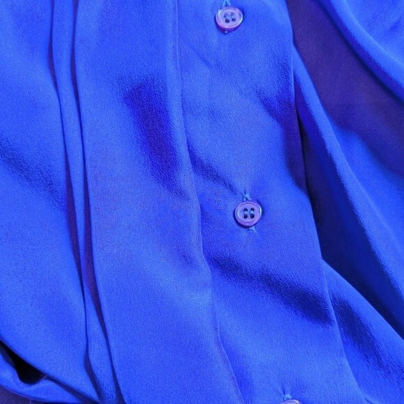 Justine Todd Vintage 80s Purple Ruffled Long Sleeve High Neck Blouse SZ 8 Large - Picture 6 of 7